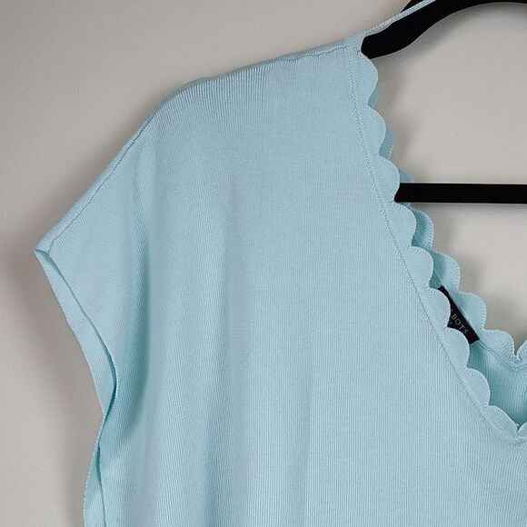 Talbot's Plus Size Scalloped Double V-neck Cap Sleeve Fine Knit Sweater Top NWT - Picture 4 of 10